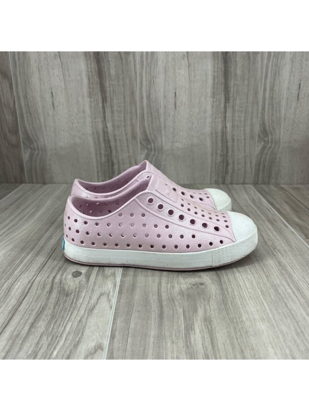 Native Jefferson Shoes Kids Toddler 11 Bio Bling Pink Glitter Slip On Waterproof